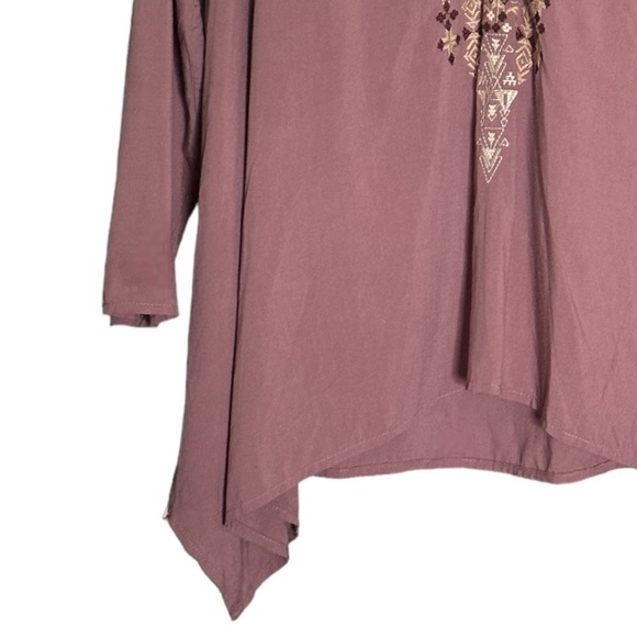 Andree by Unit Mauve Boho Floral Embroidered Lightweight Tunic Top Size M - Picture 7 of 10